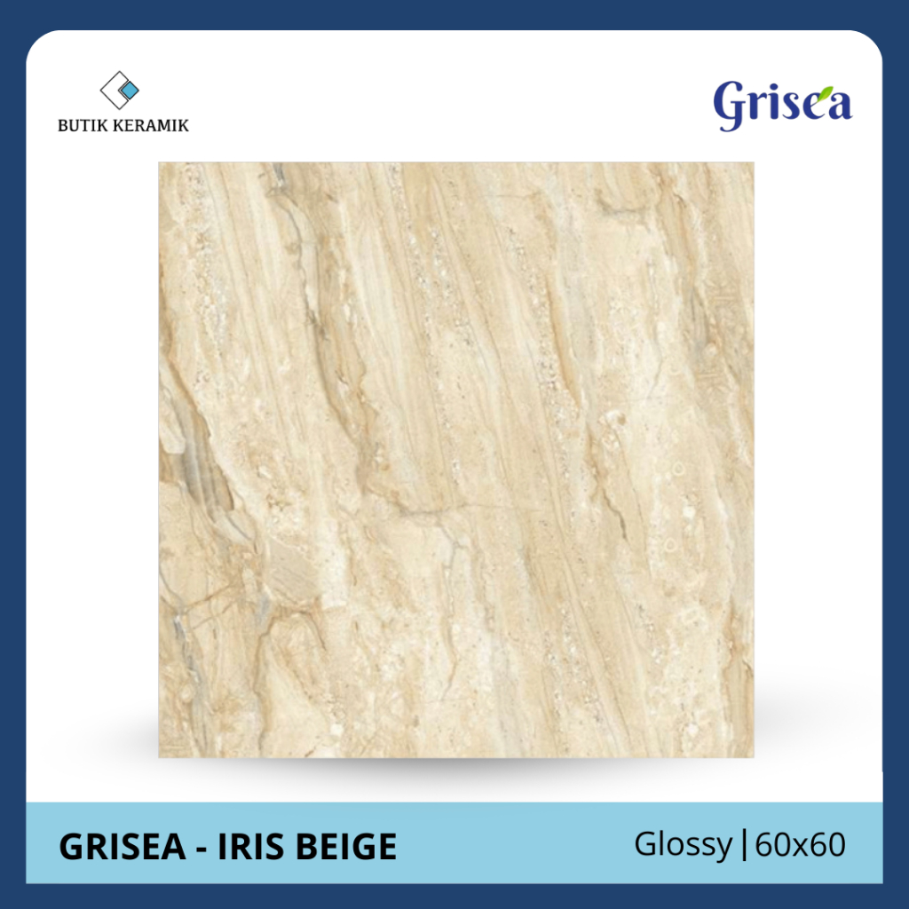 Granit 60x60 Glossy | Grisea | Iris Beige Series | Glossy | Grade A / KW 1 | Granit Lantai I Keramik