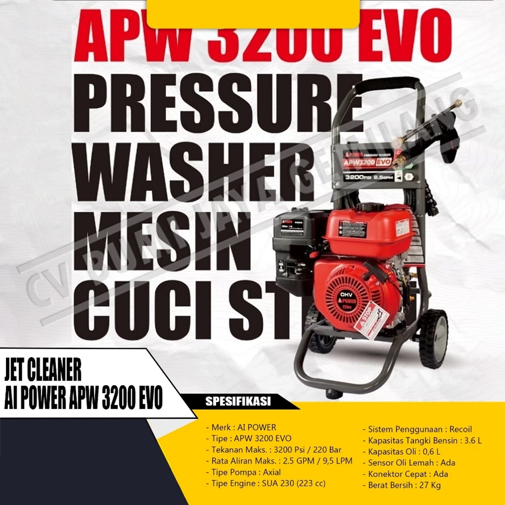 MESIN CUCI KENDARAAN / JET CLEANER AI POWER APW 3200 EVO 3200 PSI 220 BAR