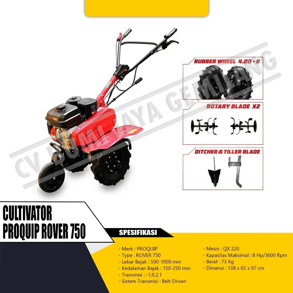 MESIN BAJAK SAWAH / CULTIVATOR PROQUIP ROVER 750
