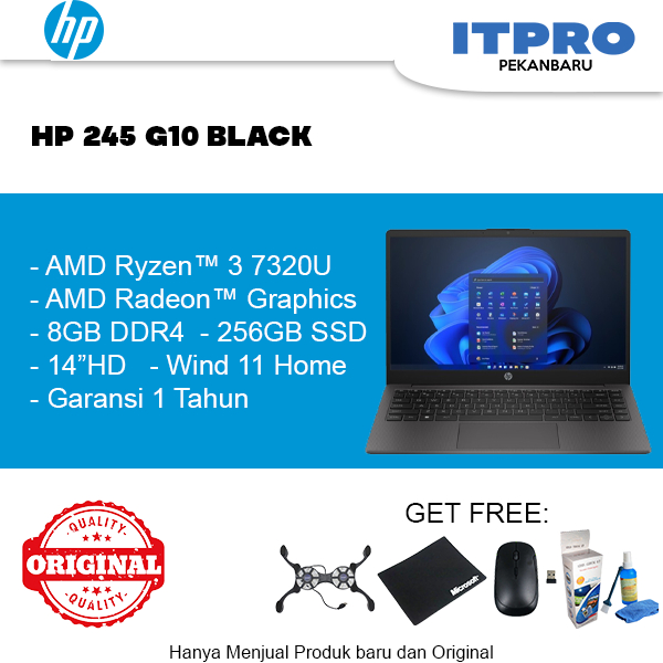 HP 245 G10 NOTEBOOK AMD RYZEN 3 7320U 8GB 256GB BLACK
