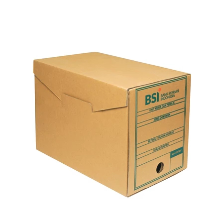 

( 10 pcs ) box file motif print BSI kardus coklat single wall packing penyimpanan file dokumen arsip administrasi bank 38x23x28 cm