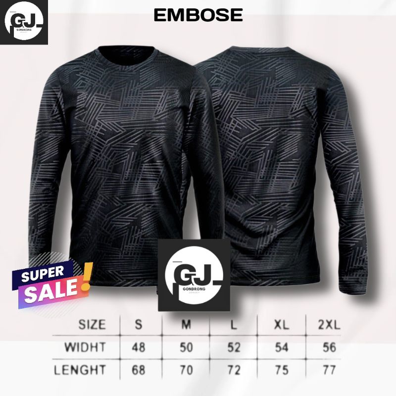 QH Kaos Dryfit embos lengan Panjang / Baju jersey Lengan panjang/ Kaos olahraga lengan panjang /