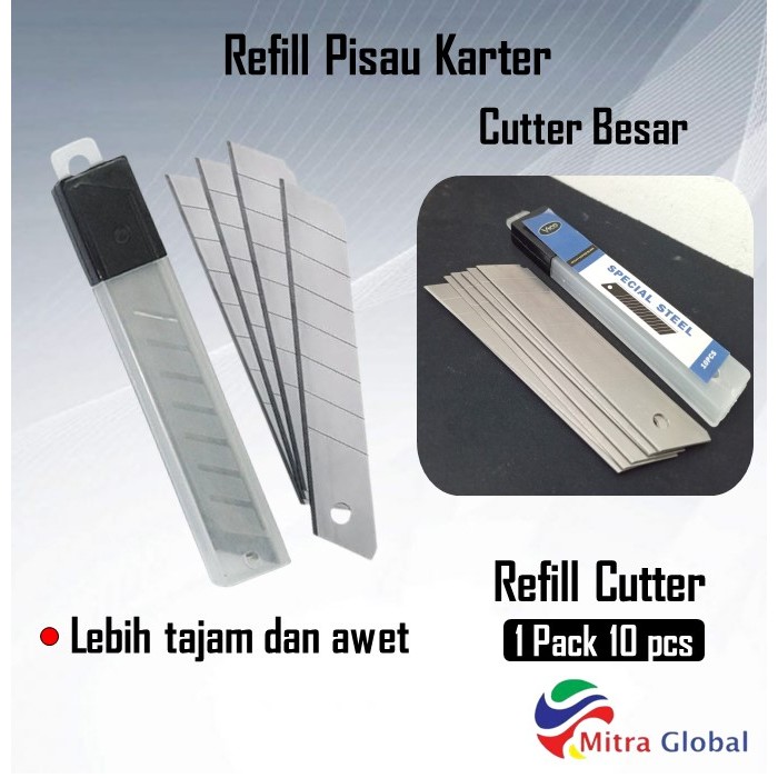 

Isi Refill Cutter Besar Super Tajam Tahan Lama Anti Karat Isi 10 Pcs Karter