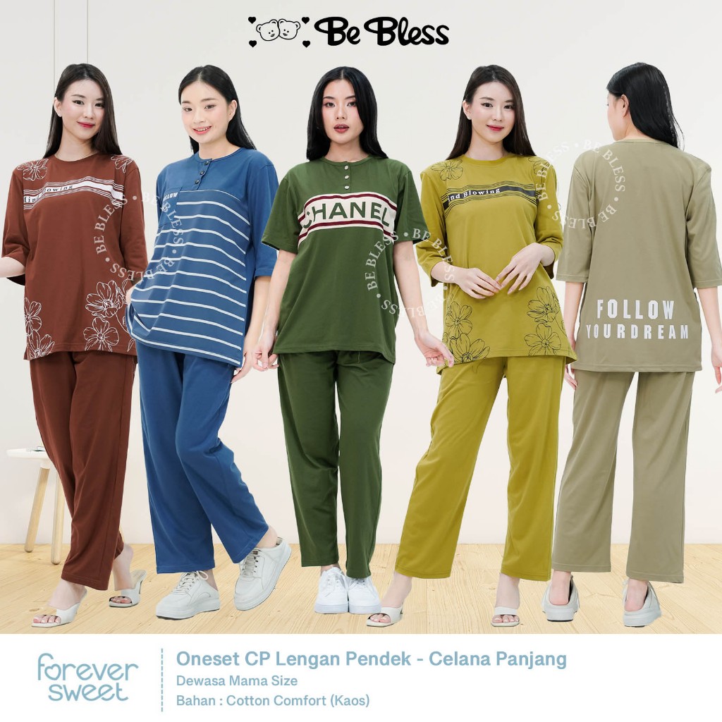 Oneset CP Dewasa Mama Size FOREVER SWEET Wanita Nyaman Kaos Kekinian Muslim Fashion Babydoll