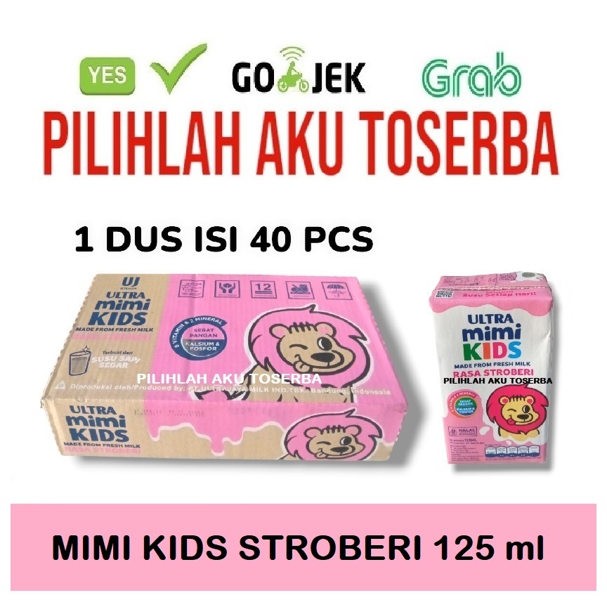 Susu Ultra Mimi Kids STRAWBERRY (STROBERI) 125 ml - (1 DUS ISI 40) - GOJEK/GRAB