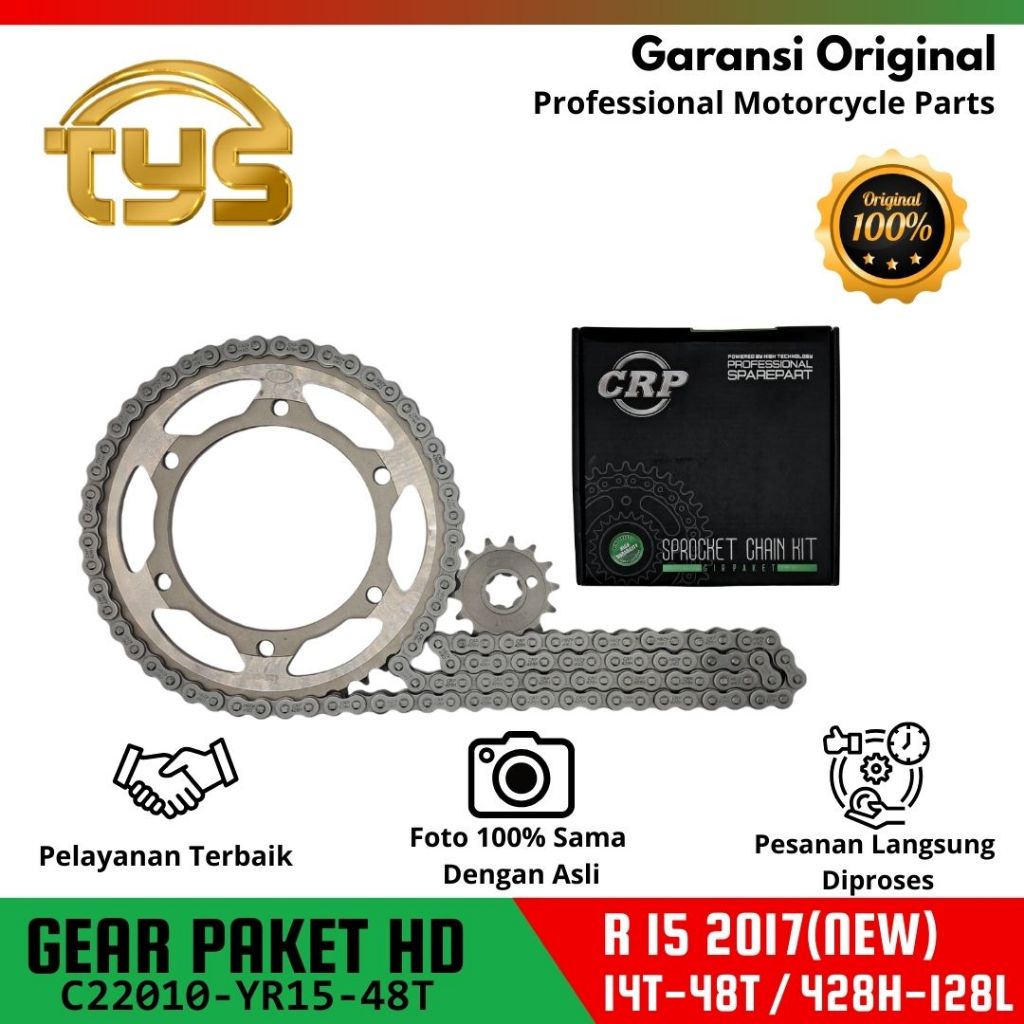 CRP Gear Paket untuk Yamaha R 15 2017 (New) (14-48T/428H-128L)