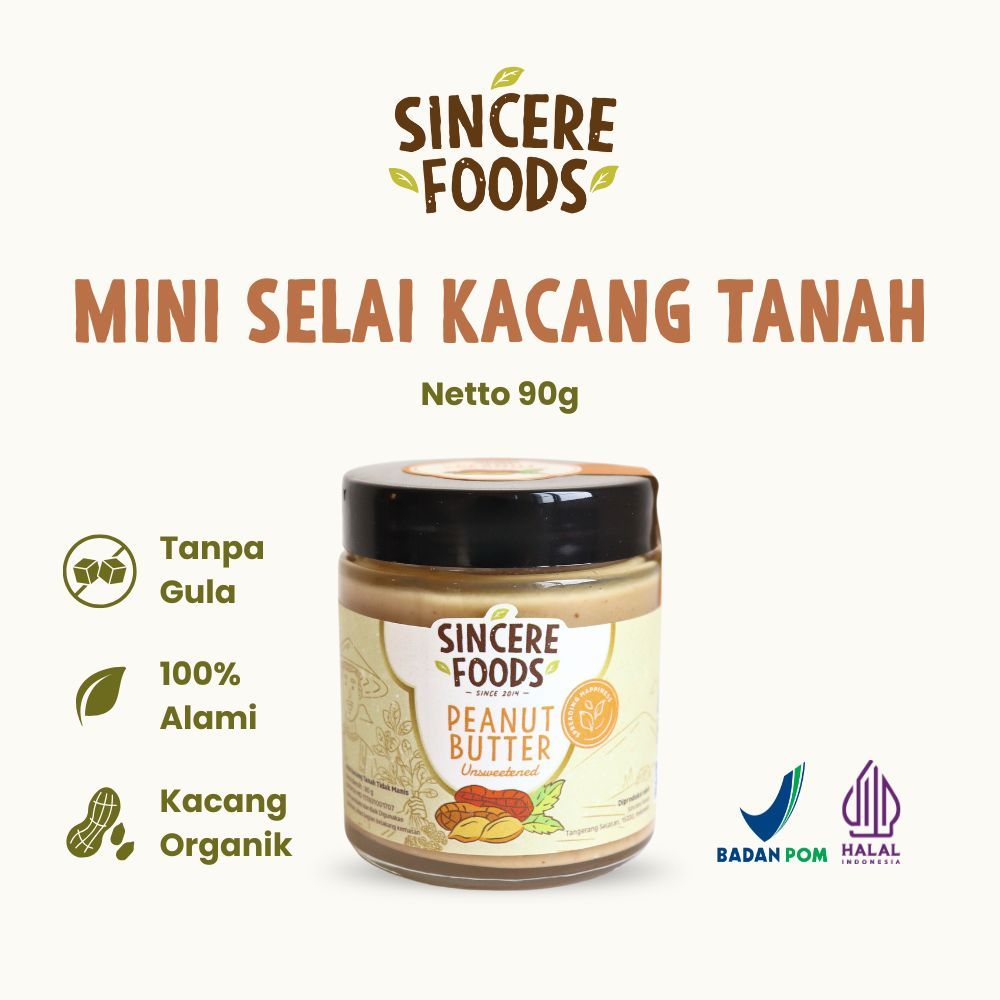 

90g Peanut Butter Unsweetened Selai Kacang Tanah - Sincere Foods
