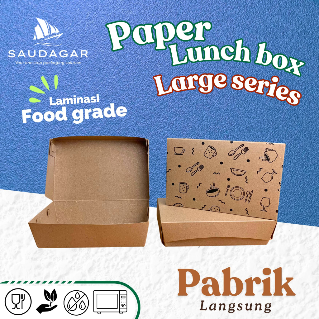 Lunch box paper kraft 325 gsm / kotak makan kertas Large