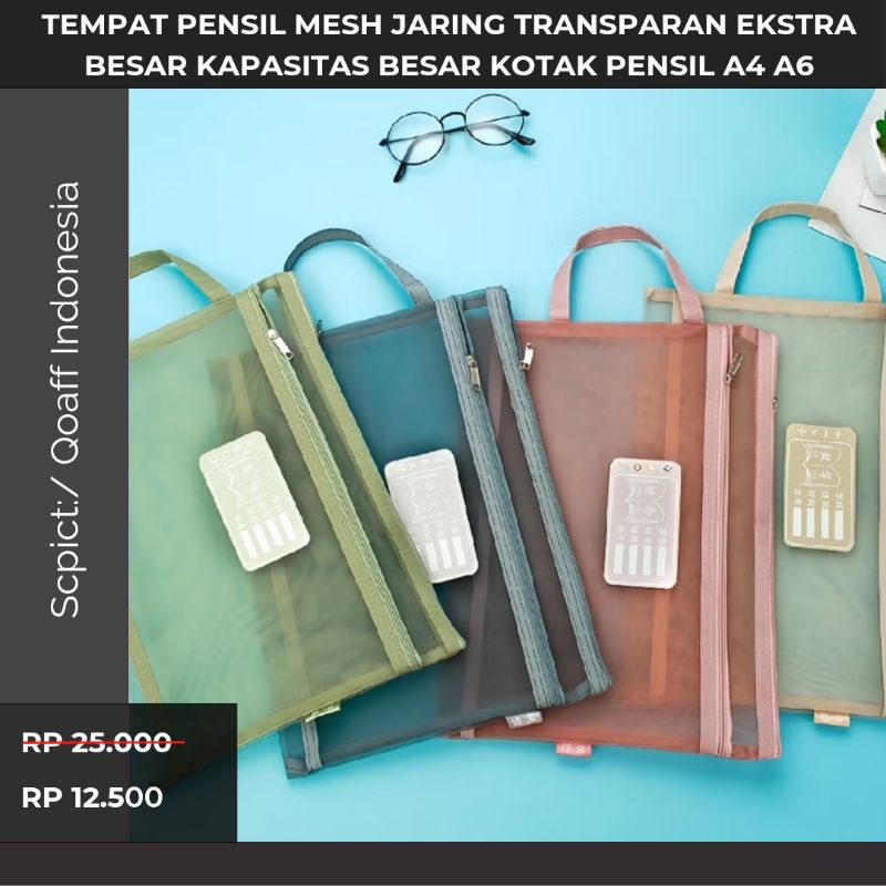 

Promo Tas Mesh Transparan A4/A6 Extra Besar - Tempat Pensil & Kosmetik 2 in 1 Multifungsi