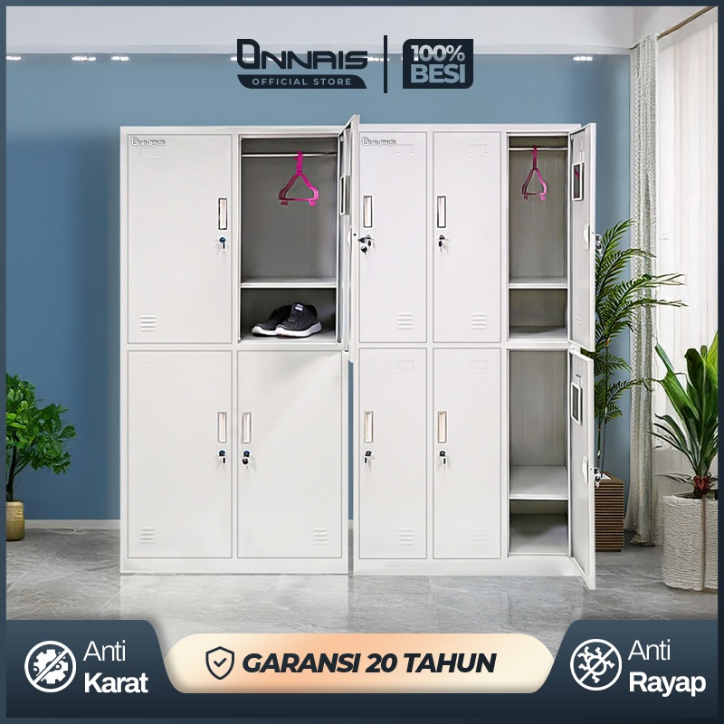 ONNAIS Loker Besi 1-12 Pintu Hanger Baju Lemari Arsip Loker Karyawan Lemari Arsip Dokumen Serbaguna