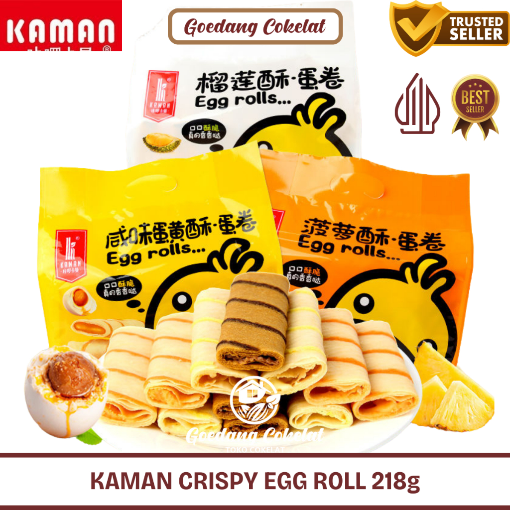 

KAMAN Crispy Egg Roll Salted Egg Yolk Durian Keju Butter Coconut Roll 218g Makanan Ringan Semprong
