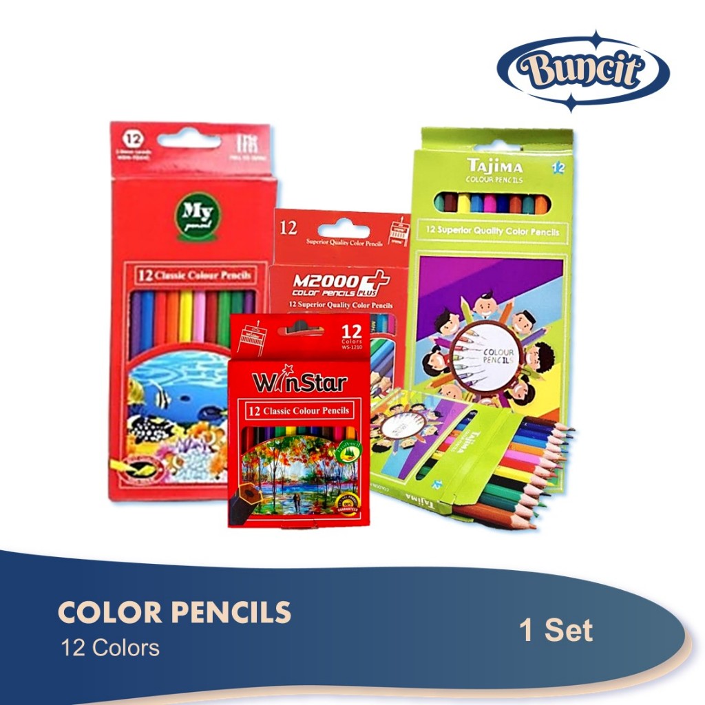 

1 Set | 12 Warna Pinsil Warna Tajima | Color Pencil | Pensil Warna M2000 | Winstar Pensil Warna