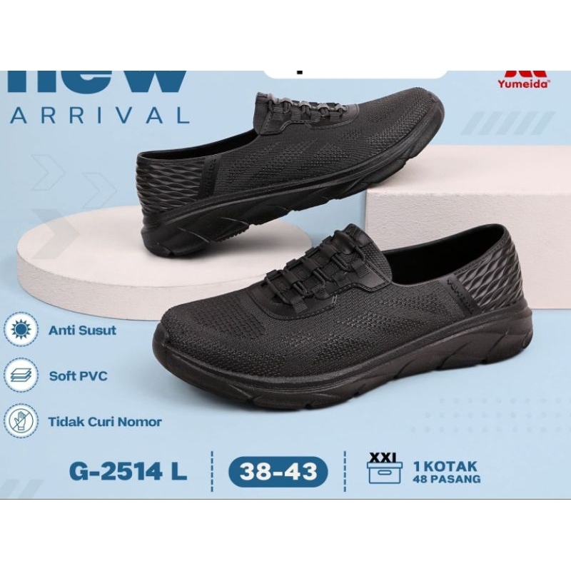 EXCLUSIVE SEPATU PRIA PANSUS KARET YM G2514 HITAM