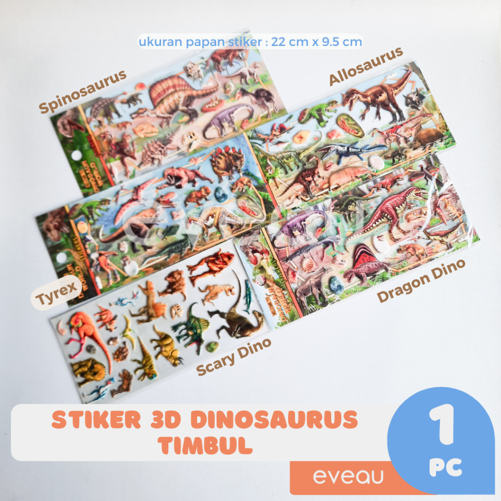 

Sticker 3D Dinosaur World Dinosaurus Stiker Timbul Anak Dekorasi Kreatifitas Tempel Dino Tyrex Dragon