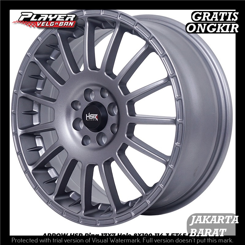 PELEK MOBIL LIVINA XENIA RING17 RATA BODY LEBAR7 VLEG HSR ARROW R17 PCD4X100/4X114,3 ET45 GREY