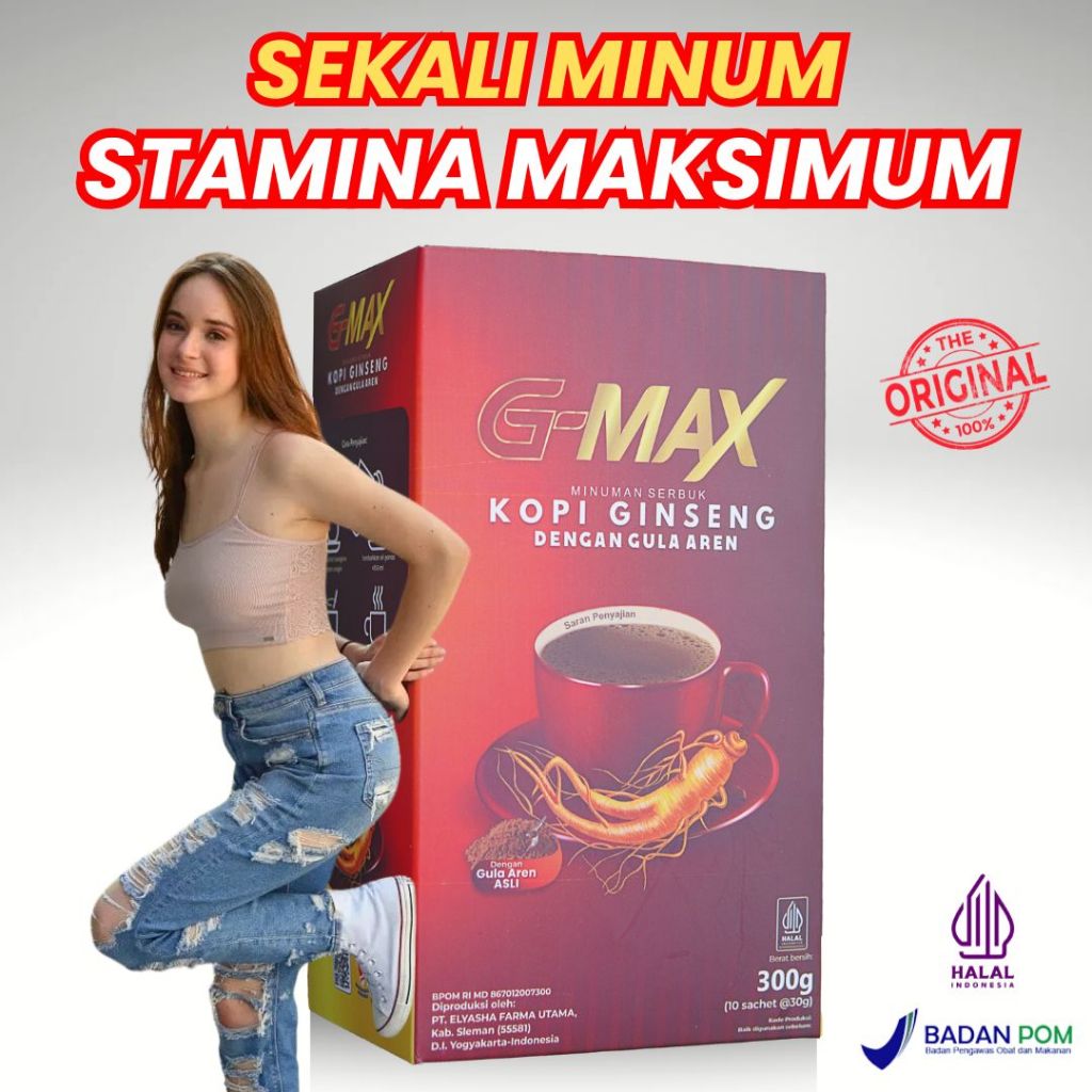 

Kopi Gmax Minuman Stamina Pria Kuat Tahan Lama Original Extra Gingseng dan Gula Aren