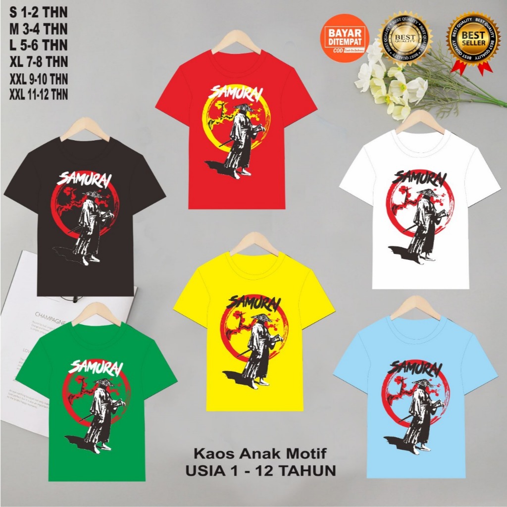Vivi88kids-Kaos anak cowok motif warna hitam,merah,putih,hijau,kuning,biru muda usia 1-12 tahun