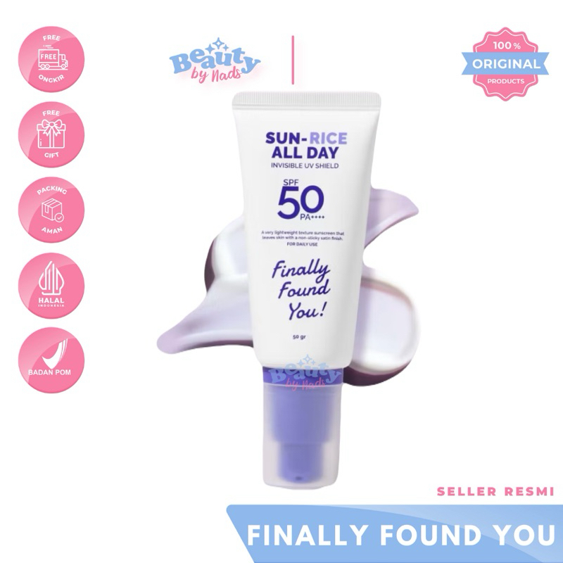 BEAUTYBY.NADS | SUNRICE SUNSCREEN FINALLY FOUND YOU SUN-RICE ALL DAY INVISIBLE UV SHIELD SUN SCREEN 