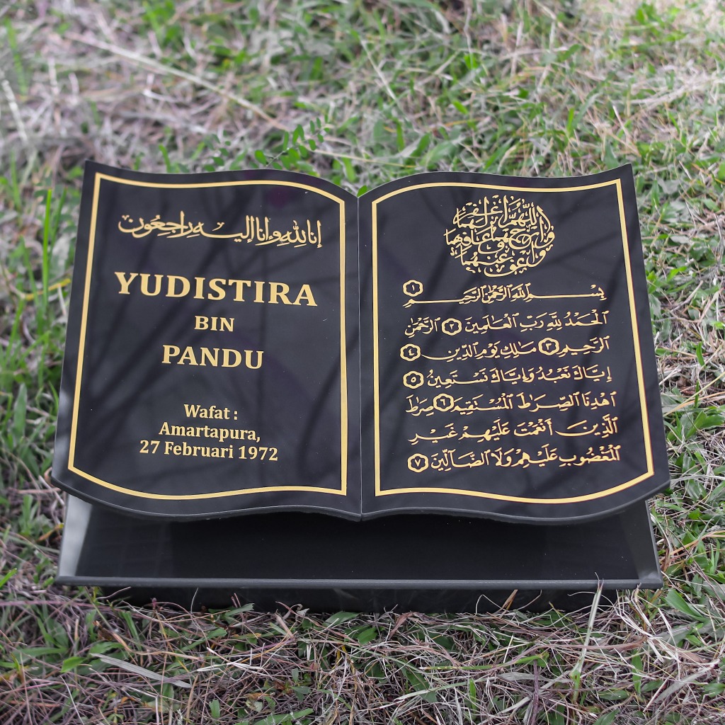 RB Batu Nisan Buku Tanpa Dudukan - Bahan Granit Tile - Nama Kuburan