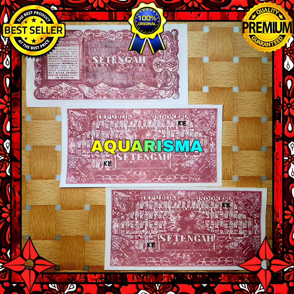 KOLEKSI NUMISMATIK - SOUVENIR REPRO UANG KUNO ½ RUPIAH INDONESIA SOEKARNO III 1947