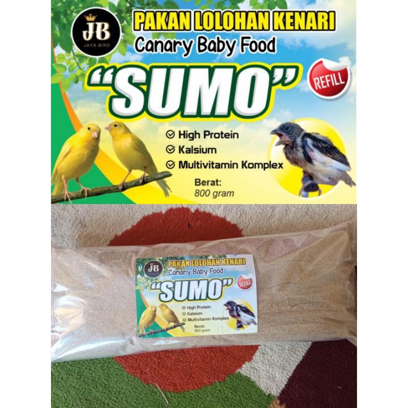 Pakan lolohan kenari sumo refill 800gr,pakan sumo, pakan lolohan.