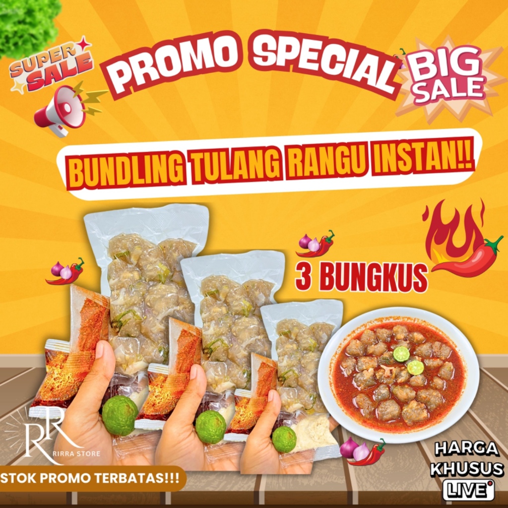 

[ETALASE SPECIAL] BUNDLING 3 BUNGKUS BASO ACI TULANG RANGU INSTAN CHILLI OIL BUMBU CABE KUAH KALDU