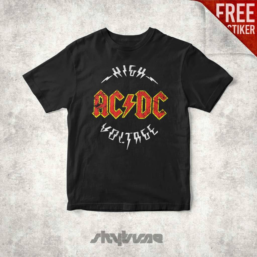 ORI SKYTUNE - T-shirt Kaos ACDC High Voltage Music Merch Reguler Size