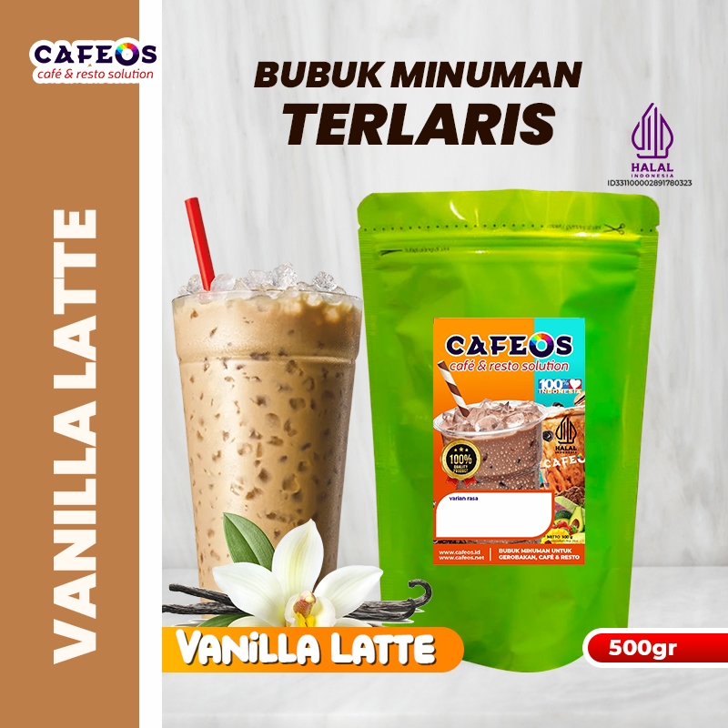 

CAFEOS Bubuk Minuman Kopi Sepeda Keliling Kekinian Rasa Vanilla Latte 3IN1 Kemasan 500 gram