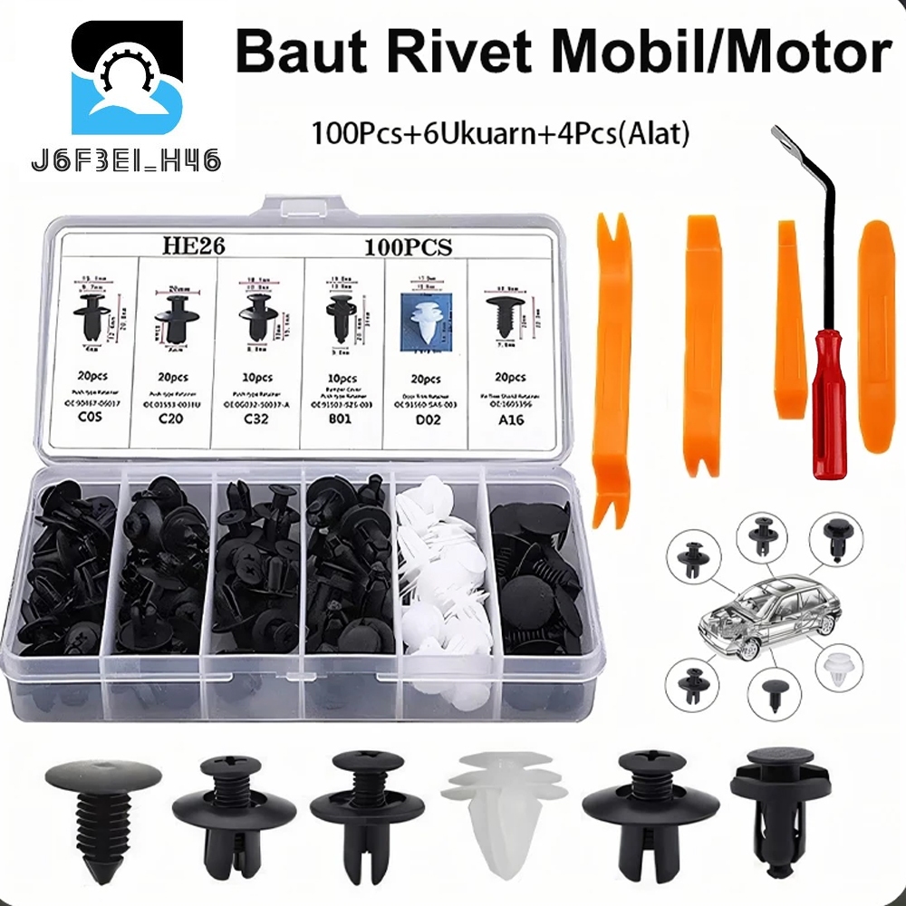 Kancing Baut Klip Mobil Rivet Bumper Body Plastik Serbaguna Klip Kancing Motor Klip Baut Mobil