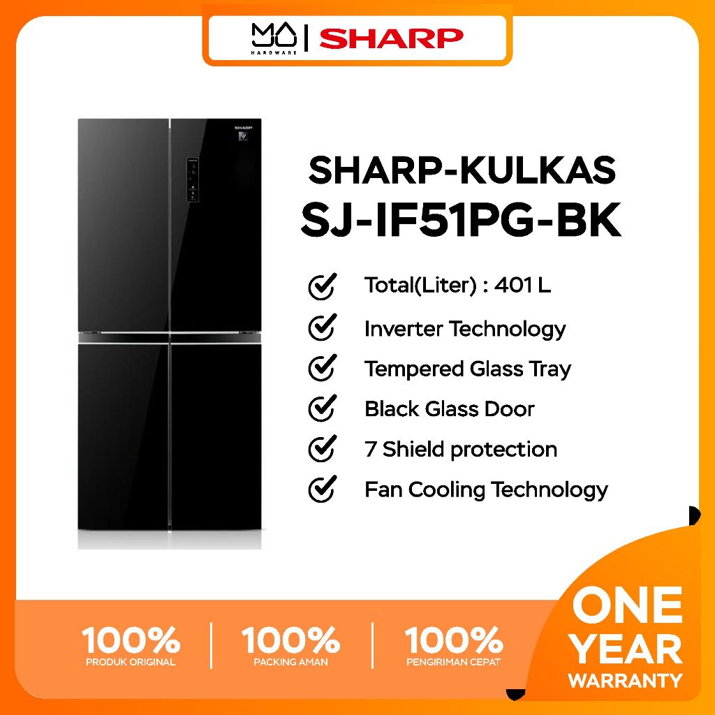 SHARP Kulkas 4 Pintu SJ-IF51PG-BK - Garansi Resmi