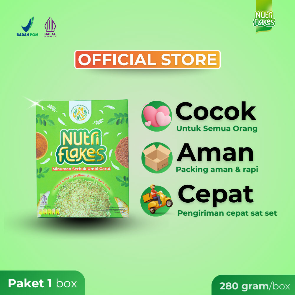 

Nutriflakes sereal umbi garut berkhasiat atasi asam lambung, maag, dan GERD, sudah BPOM