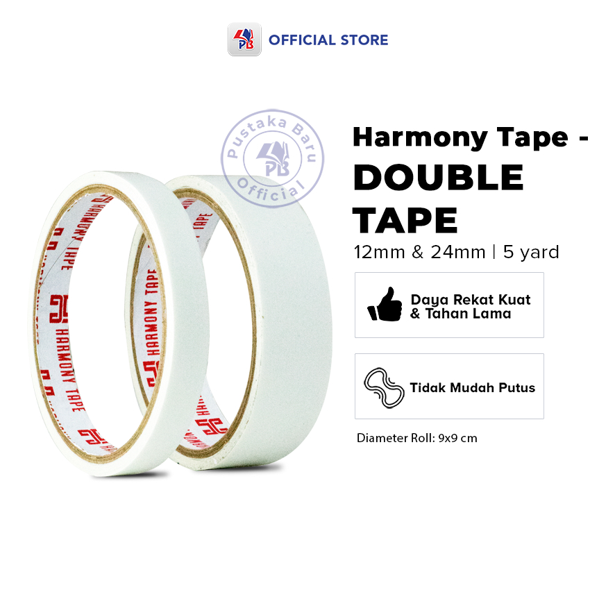 

Double Tape Harmony – Selotip Double Tape / Dobel Tape Ukuran 12mm Dan 24mm / PB NON BOOK - PBNB