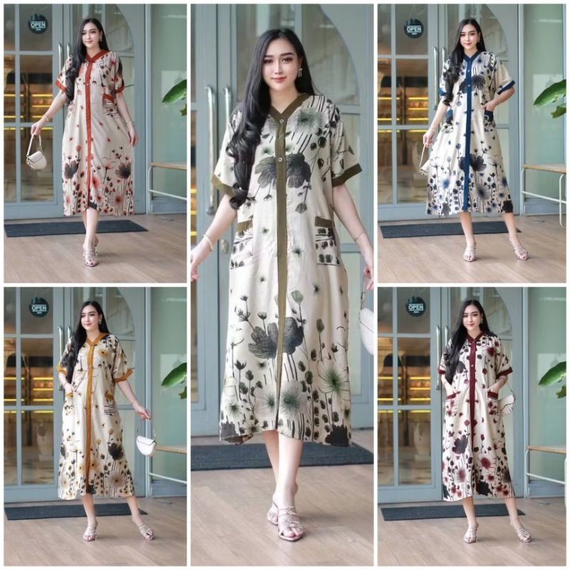 Daster Natali Kekinian Terbaru Remaja Piyama Ibu Hamil Dan Menyusui Kancing Depan Busui Bahan Rayon 