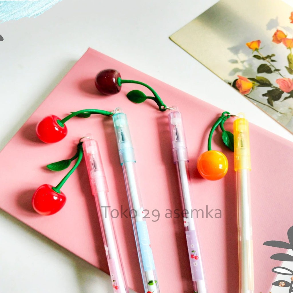 

PULPEN GANTUNGAN KARET BUAH CHERY PEN CHERRY ALAT TULIS SEKOLAH UNIK IMUT MURAH