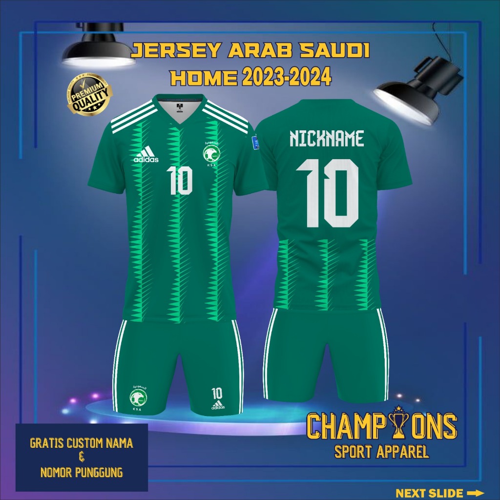 Setelan Timnas Arab Saudi Home Pendek,FREE custom nama dan nomor untuk dewasa dan anak