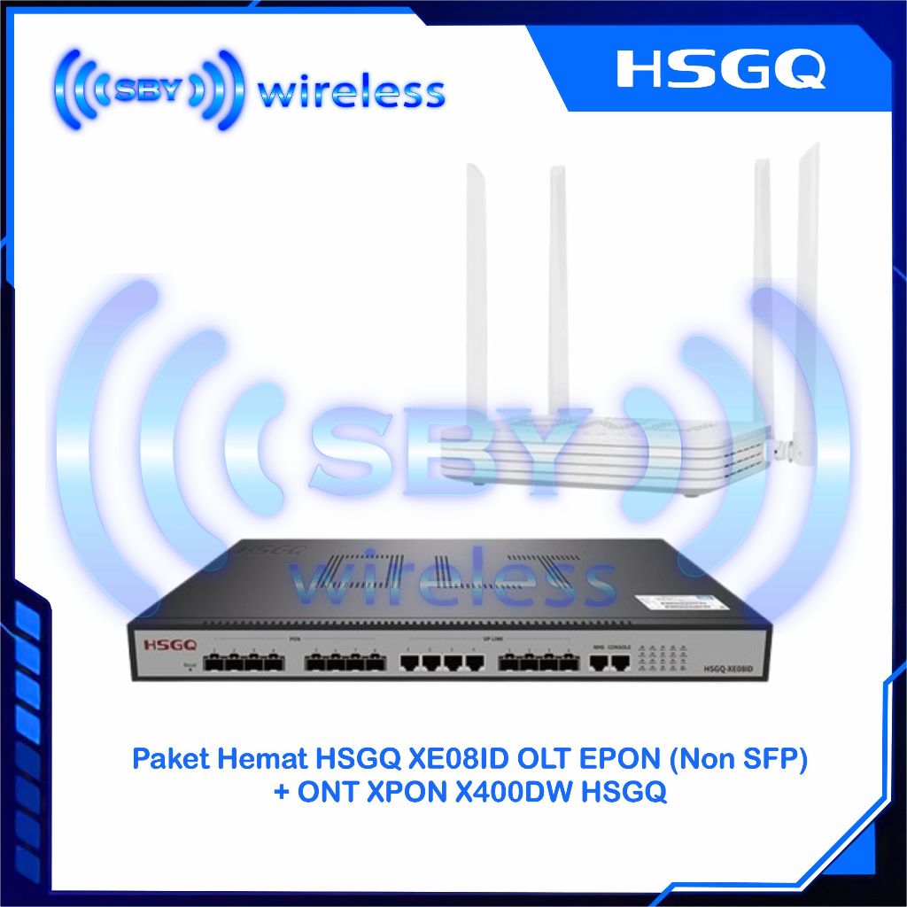 Paket Hemat HSGQ XE08ID OLT EPON (Non SFP) + ONT XPON X400DW ONU HSGQ