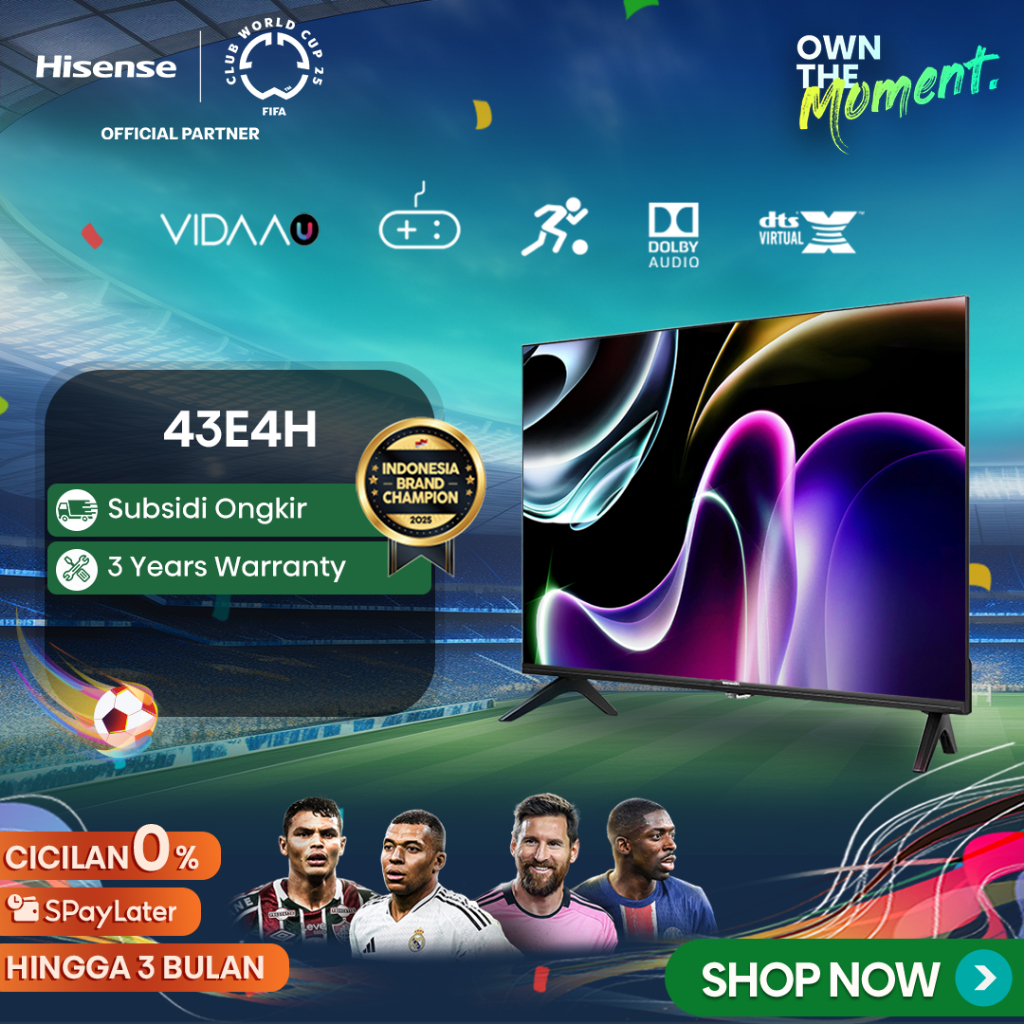 Hisense 43"  FHD Vidaa Smart TV-Bezelless Design-Dolby Audio- Youtube/Netflix/Prime video-Casting-Vi