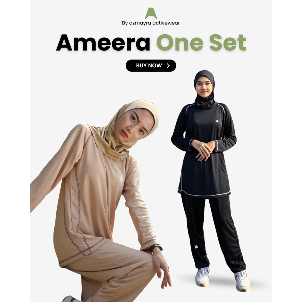 AZMAYRA Ameera Set / Setelan Olahraga Muslimah / Kaos + Hijab
