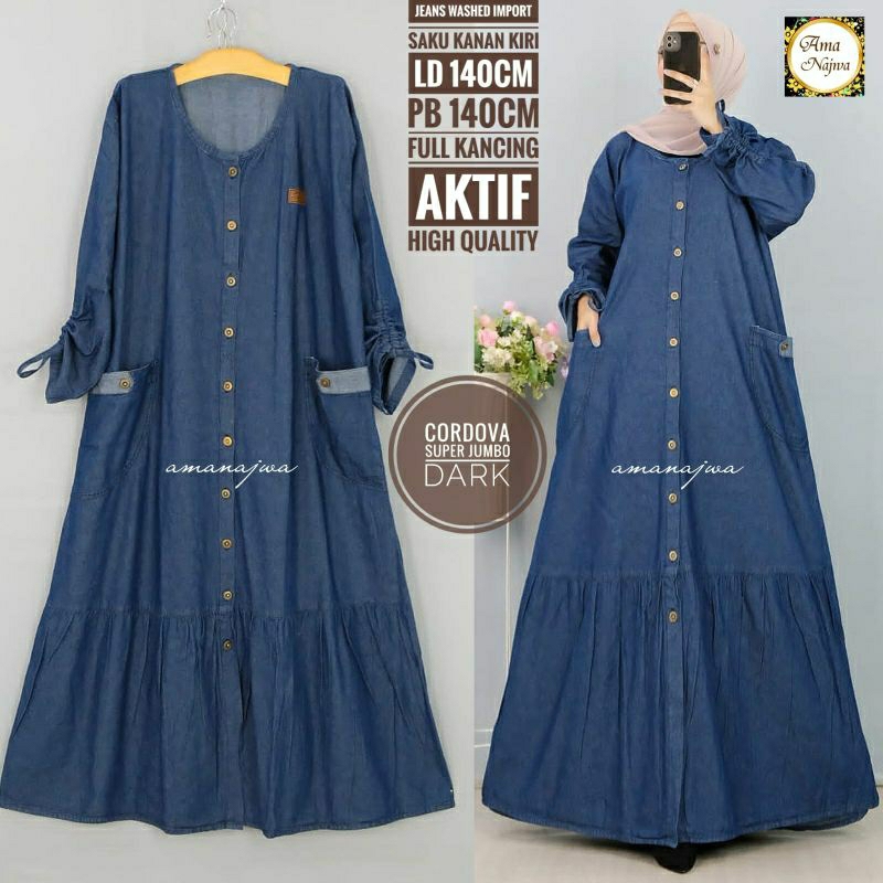 Suju Cordo Ld 140 Gamis Jeans JUMBO maxy wanita Dress muslim cantik / amj