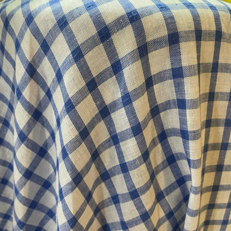 kain katun linen - kain katun linen motif kotak - kain katun linen style premium - kain katun linen 