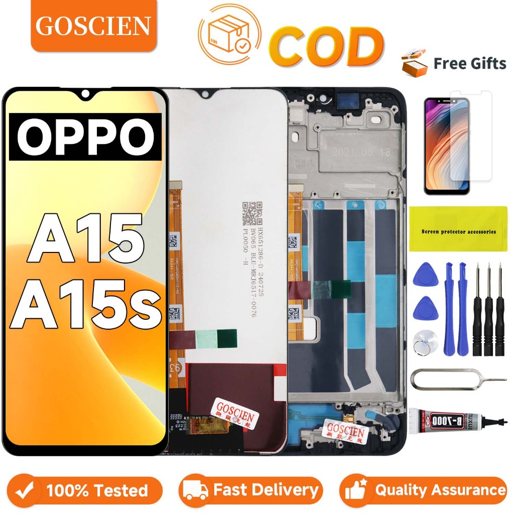 Original LCD OPPO A15 A15s CPH2185 LCD Fullset Asli Ori Touchscreen dengan Bingkai