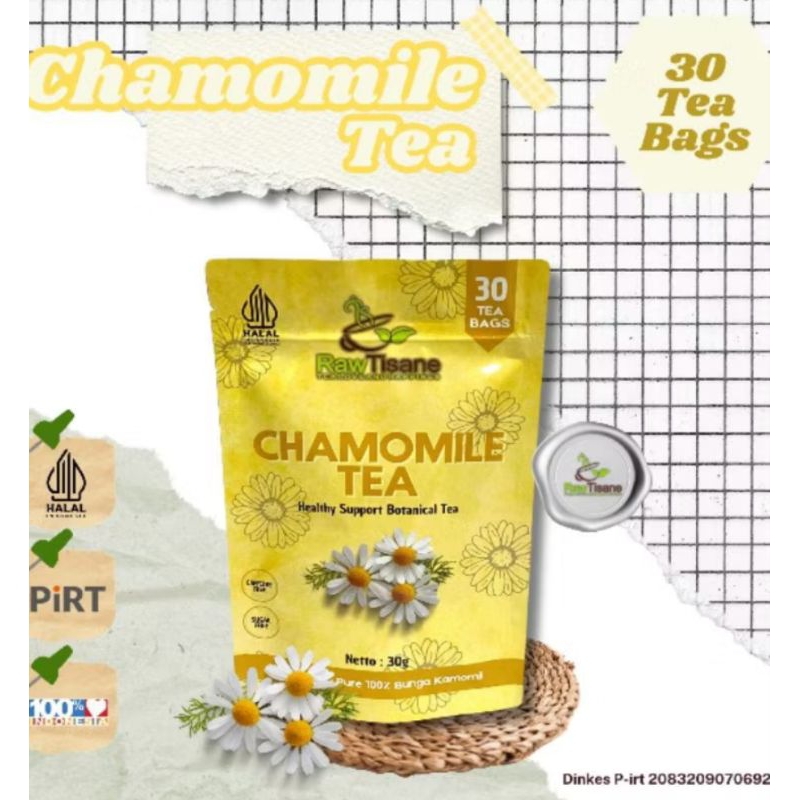 

RAW TISANE Chamomile Tea: Chamomile Flower Tea / Teh Bunga Chamomile Isi 30 Tea Bag