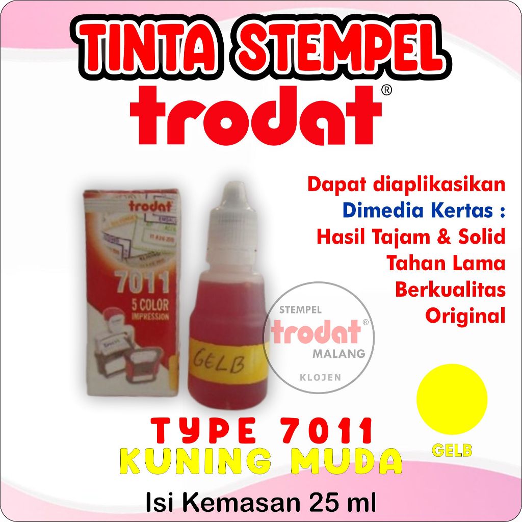 

Tinta Trodat 7011 gelb / Warna kuning muda / Refil tinta Trodat Original