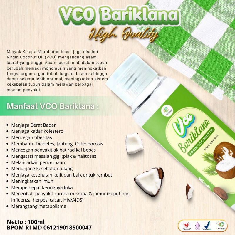

(VCO) Virgin Coconut Oil Minyak Kelapa 100% Organik Murni