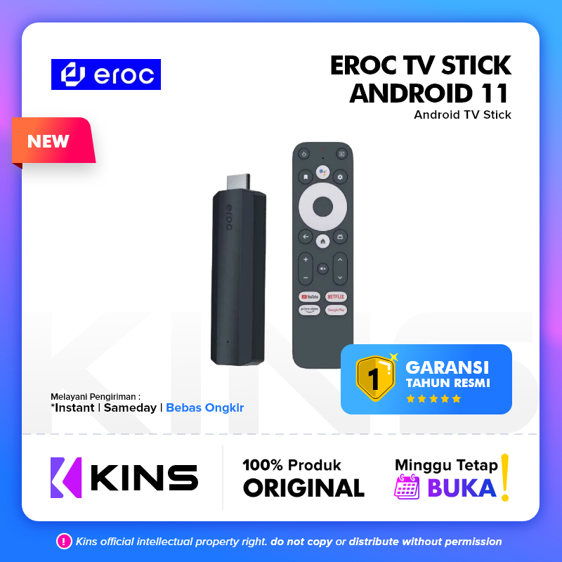 EROC TV Stick Android 11 - Full HD - WIFI - Google Assistant - F1