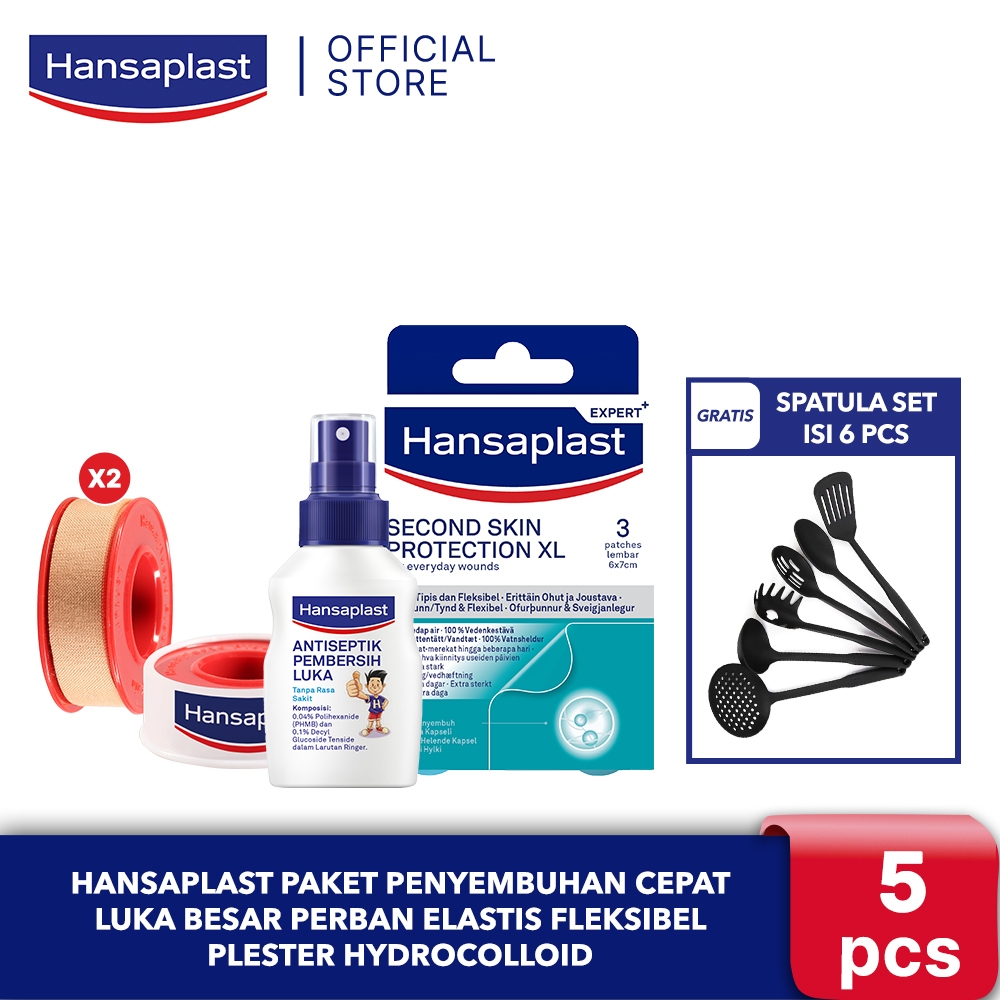 Hansaplast Paket Penyembuhan Cepat Luka Besar Perban Elastis Fleksibel Plester Hydrocolloid