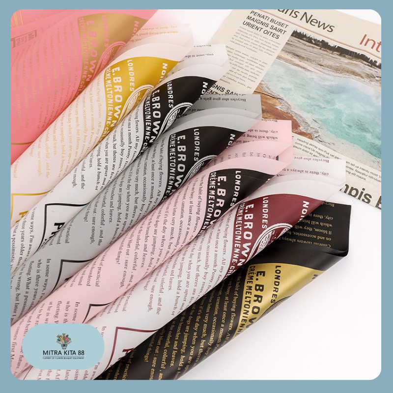 

Isi 20 LEMBAR Kertas Buket Bunga Motif Koran Flower Wrapping News Paper Cellophane KB109