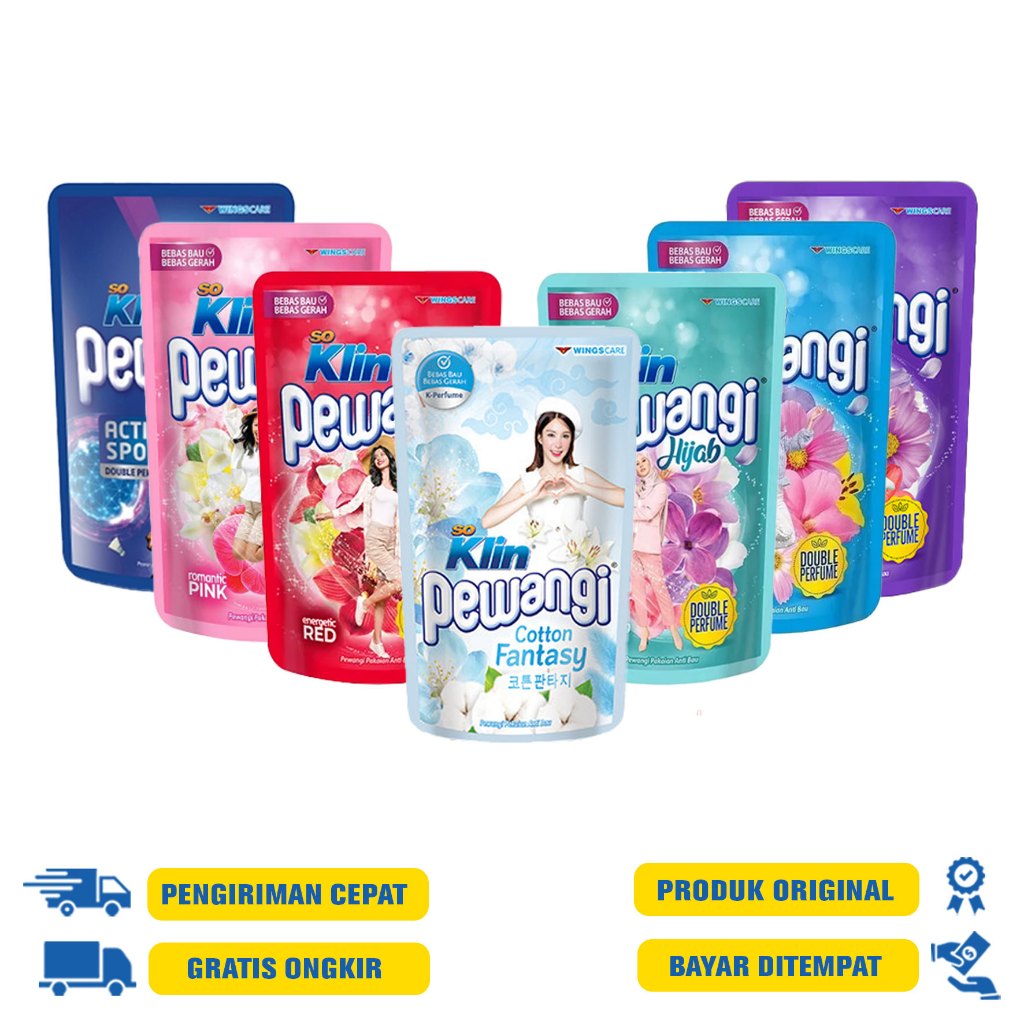 SoKlin Pewangi pakaian 800ml Pouch Reff -Pink |Act. Sport |Hijab Green |Energetic Red |Coton Fantasy