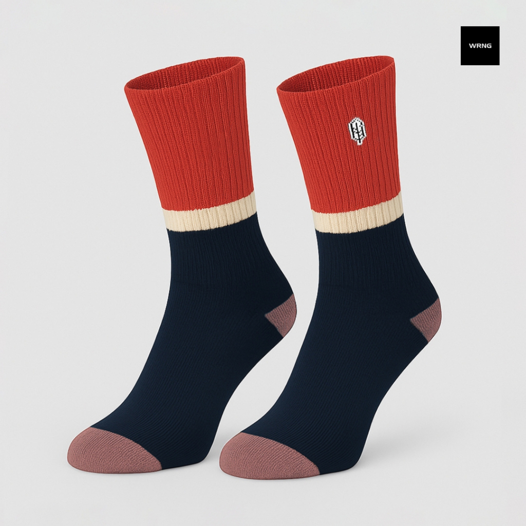 Warning Clothing - Steppe  Kaos Kaki Kombinasi Warna Merah, Off White, Cokelat, Navy & Hijau Tua, Of