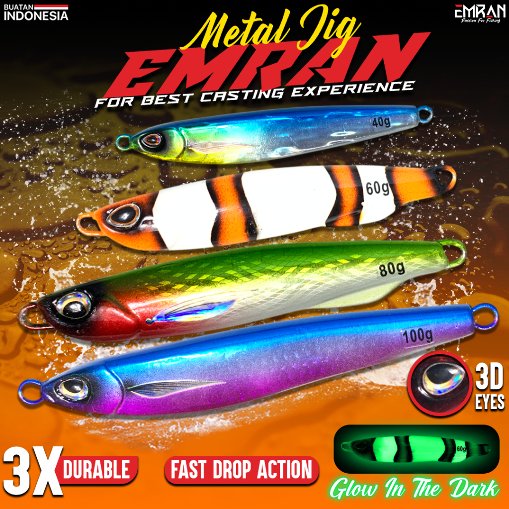 Metal Jig Umpan Casting Spinning Jigging 40 60 80 100 Gram Pancing